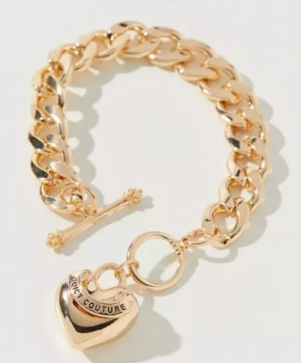 NEW JUICY COUTURE x URBAN OUTFITTERS GOLD HEART LOGO T-BAR TOGGLE BRACELET